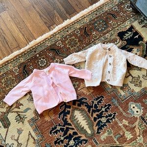 Pink and cream target cat and jack cloud island cardigans 3-6 months